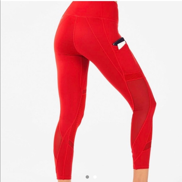 Fabletics Ribbed Leggings in Red - Picture 2 of 2